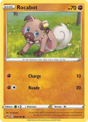 Carte Pokémon Rocabot 094/185 Commune Voltage Éclatant
