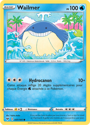 Carte Pokémon Wailmer 031/185 Commune Voltage Éclatant
