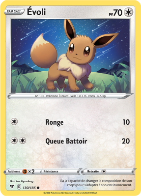 Carte Pokémon Évoli 130/185 Commune Voltage Éclatant