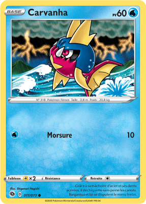 Carte Pokémon Carvanha 011/073 Commune La Voie du Maître