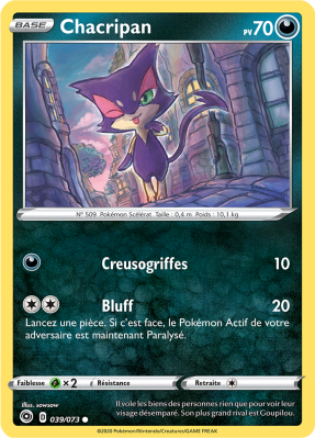 Carte Pokémon Chacripan 039/073 Commune La Voie du Maître