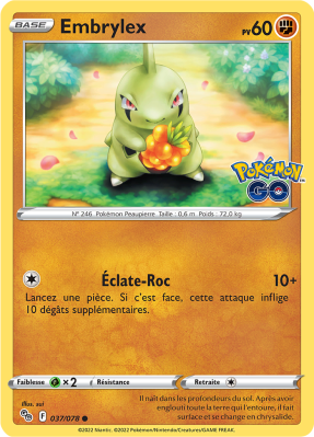 Carte Pokémon Embrylex 037/078 Commune Pokémon GO (JCC)