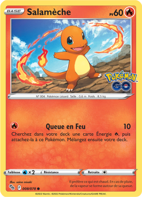Carte Pokémon Salamèche 008/078 Commune Pokémon GO (JCC)
