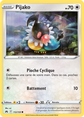 Carte Pokémon Pijako 112/159 Commune Zénith Suprême
