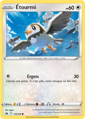 Carte Pokémon Étourmi 110/159 Commune Zénith Suprême