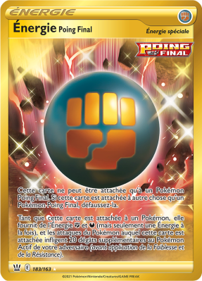 Carte Pokémon Énergie Poing Final 183/202 Gold Styles de Combat