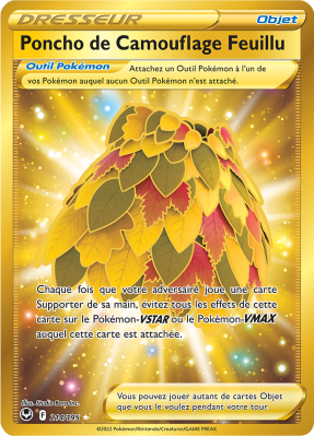 Carte Pokémon Poncho de Camouflage Feuillu 214/195 Gold Tempête Argentée