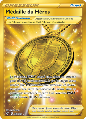 Carte Pokémon Médaille du Héros 201/185 Gold Voltage Éclatant