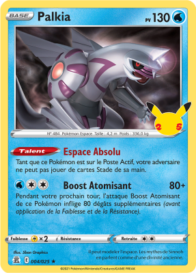 Carte Pokémon Palkia 004/025 Holographique Célébrations (JCC)