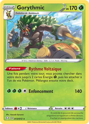 Carte Pokémon Gorythmic 013/072 Holographique Destinées Radieuses
