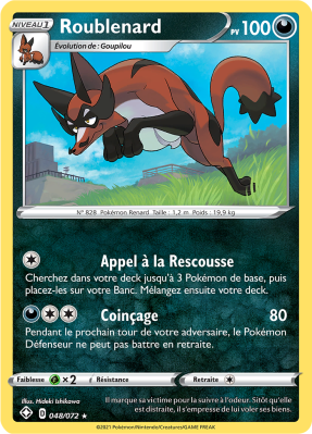 Carte Pokémon Roublenard 048/072 Holographique Destinées Radieuses