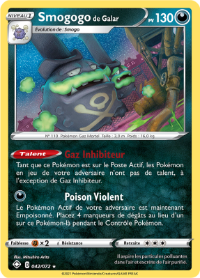 Carte Pokémon Smogogo de Galar 042/072 Holographique Destinées Radieuses