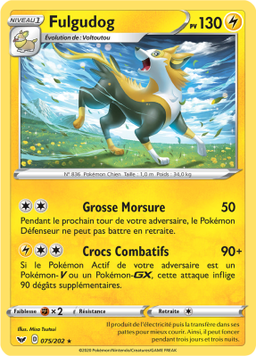 Carte Pokémon Fulgudog 075/202 Holographique Épée et Bouclier (JCC)