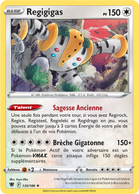 Carte Pokémon Regigigas 130/189 Holographique Astres Radieux