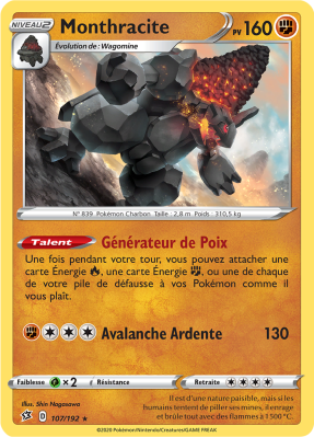 Carte Pokémon Monthracite 107/192 Holographique Clash des Rebelles