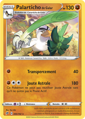 Carte Pokémon Palarticho de Galar 095/192 Holographique Clash des Rebelles