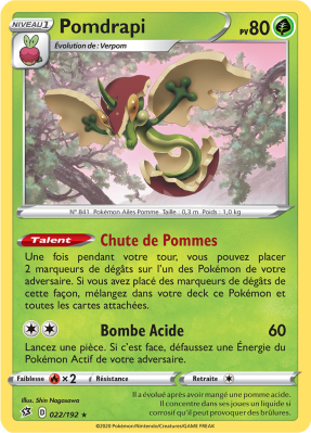 Carte Pokémon Pomdrapi 022/192 Holographique Clash des Rebelles