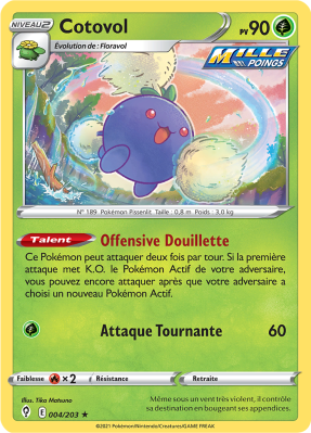 Carte Pokémon Cotovol 004/203 Holographique Évolution Céleste
