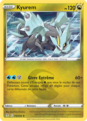 Carte Pokémon Kyurem 116/203 Holographique Évolution Céleste