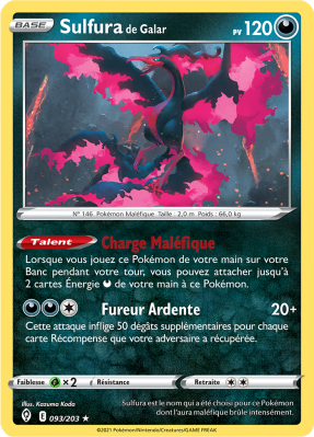 Carte Pokémon Sulfura de Galar 093/203 Holographique Évolution Céleste