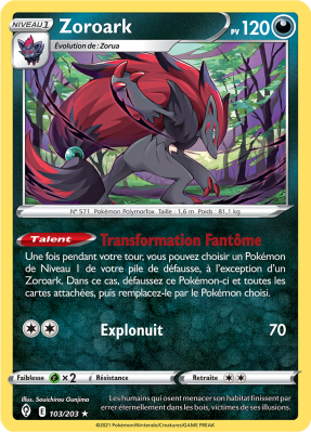 Carte Pokémon Zoroark 103/203 Holographique Évolution Céleste