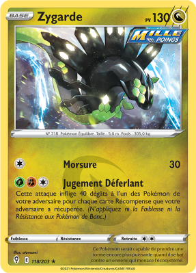 Carte Pokémon Zygarde 118/203 Holographique Évolution Céleste