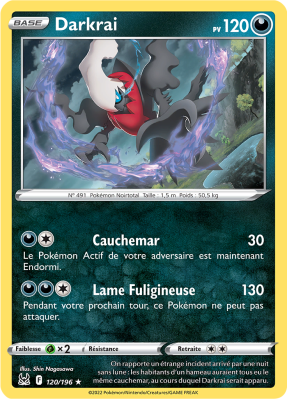 Carte Pokémon Darkrai 120/196 Holographique Origine Perdue