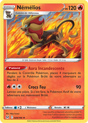 Carte Pokémon Némélios 029/196 Holographique Origine Perdue