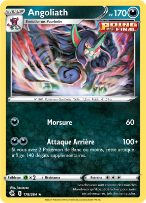 Carte Pokémon Angoliath 178/264 Holographique Poing de Fusion