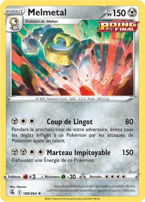 Carte Pokémon Melmetal 189/264 Holographique Poing de Fusion