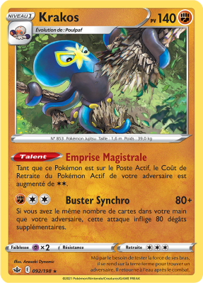Carte Pokémon Krakos 092/198 Holographique Règne de Glace