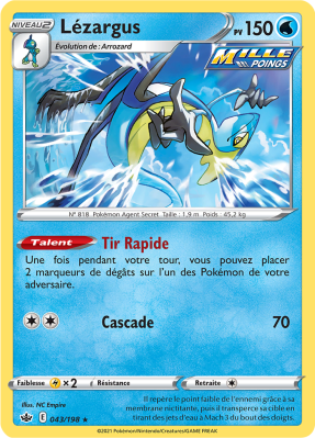 Carte Pokémon Lézargus 043/198 Holographique Règne de Glace