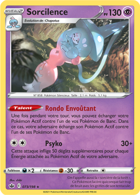 Carte Pokémon Sorcilence 073/198 Holographique Règne de Glace