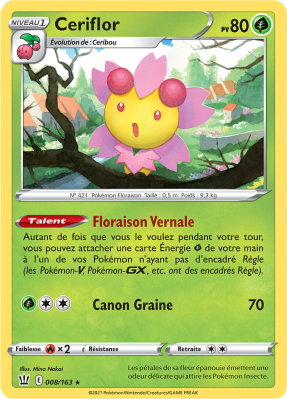 Carte Pokémon Ceriflor 008/163 Holographique Styles de Combat