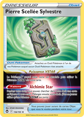Carte Pokémon Pierre Scellée Sylvestre 156/195 Holographique Tempête Argentée