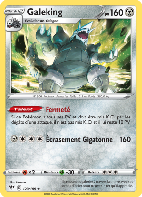 Carte Pokémon Galeking 123/189 Holographique Ténèbres Embrasées