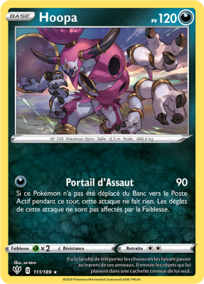 Carte Pokémon Hoopa 111/189 Holographique Ténèbres Embrasées