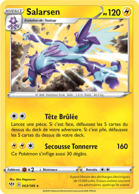 Carte Pokémon Salarsen 063/189 Holographique Ténèbres Embrasées