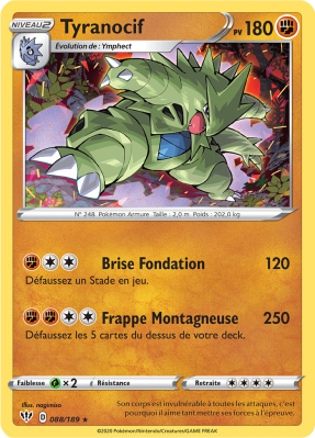 Carte Pokémon Tyranocif 088/189 Holographique Ténèbres Embrasées