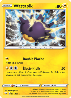 Carte Pokémon Wattapik 064/189 Holographique Ténèbres Embrasées