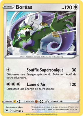 Carte Pokémon Boréas 142/185 Holographique Voltage Éclatant