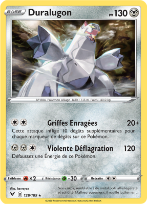 Carte Pokémon Duralugon 129/185 Holographique Voltage Éclatant