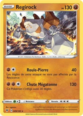 Carte Pokémon Regirock 089/185 Holographique Voltage Éclatant