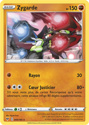 Carte Pokémon Zygarde 093/185 Holographique Voltage Éclatant