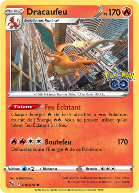 Carte Pokémon Dracaufeu 010/078 Holographique Pokémon GO (JCC)
