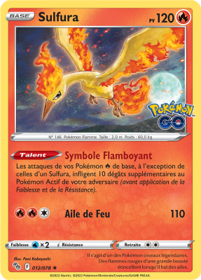 Carte Pokémon Sulfura 012/078 Holographique Pokémon GO (JCC)