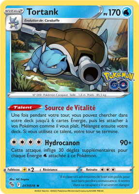 Carte Pokémon Tortank 017/078 Holographique Pokémon GO (JCC)