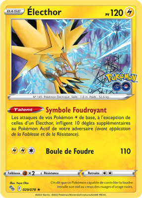 Carte Pokémon Électhor 029/078 Holographique Pokémon GO (JCC)