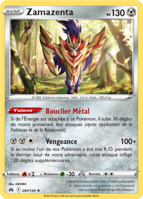 Carte Pokémon Zamazenta 097/159 Holographique Zénith Suprême