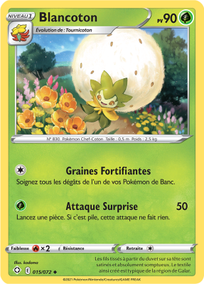 Carte Pokémon Blancoton 015/072 Peu commune Destinées Radieuses